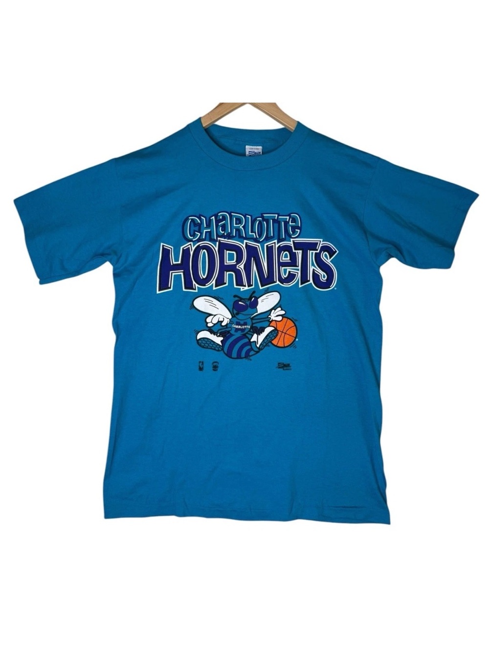 VTG Salem Sportswear NBA Charlotte Hornets Single Stitched Shirt T-Shirt Large